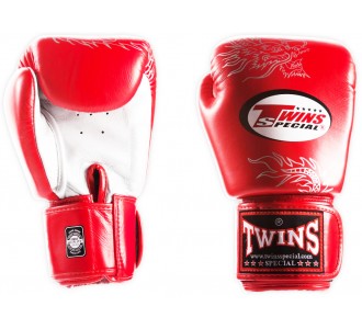 Боксерские перчатки Twins Special с рисунком (FBGV-6 red-silver)
